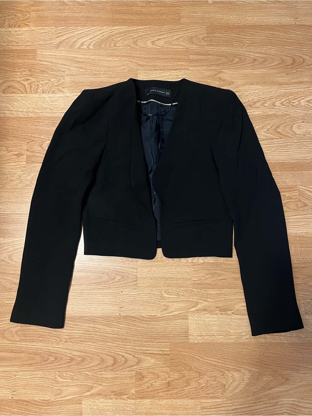Zara Black Cropped Blazer Jacket